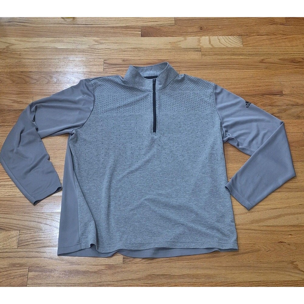 Adidas Heather Block Print Quarter-Zip Pullover Men's Size XL Gray